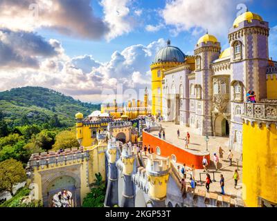 Sintra, Palais national de Sintra Palais Pena site classé au patrimoine mondial de l'UNESCO Lisbonne, Portugal, Europe Banque D'Images