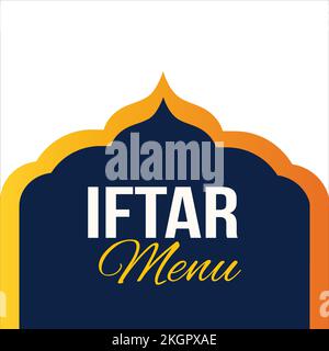 Menu iftar événement spécial pour le Ramadan, menu Iftar or et bleu design, menu Iftar police design, Illustration Vector Design of Ramadan Template, Happy Illustration de Vecteur