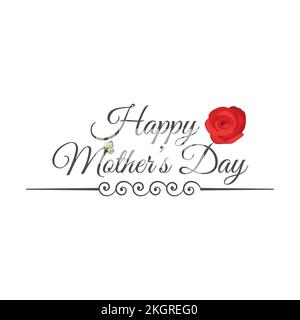 Fête des mères effet de texte spécial avec vecteur rose, joyeux jour des mères effet de texte beau, Rose, papillon, éléments de souhaits, fleur, fleur rouge. Illustration de Vecteur
