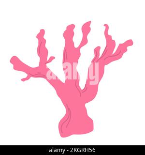 Corail . Corail isolé sur fond blanc dessin à la main. Illustration de Vecteur