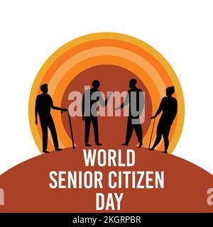 Illustration vecteur de jour de citoyen senior mondial dans forme ronde multicolore et effet de texte, conception vecteur spécial de jour de citoyen senior, multicolore, soleil, Illustration de Vecteur