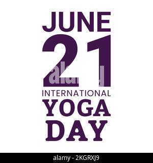 Illustration stylisée du vecteur de jour de yoga avec effet de texte bleu en forme ronde, bleu foncé, position de yoga, journée internationale de yoga spéciale, effet de texte, leav Illustration de Vecteur