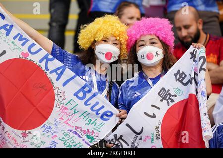Doha, Doha, Qatar, Qatar. 23rd novembre 2022. DOHA, QATAR - NOVEMBRE 23 : partisan de l'équipe Japon avant la coupe du monde de la FIFA, Qatar 2022 groupe E match entre l'Allemagne et le Japon au stade international de Khalifa sur 23 novembre 2022 à Doha, Qatar. (Credit image: © Florencia Tan Jun/PX Imagens via ZUMA Press Wire) Credit: ZUMA Press, Inc./Alamy Live News Banque D'Images
