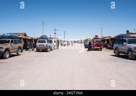 Marché de souvenirs et d'artisanat à Uyuni, département de Potosi, Bolivie Banque D'Images