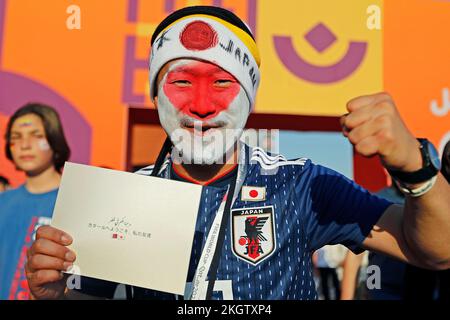 Doha, Qatar. 23rd novembre 2022. TORCEDOR do Japão lors du match de la coupe du monde du Qatar 2022, groupe E, date 1, entre l'Allemagne et le Japon a joué au stade international de Khalifa le 23 novembre 2022 à Doha, Qatar. (Photo de PRESSINPHOTO) crédit: PRESSINPHOTO SPORTS AGENCY/Alay Live News Banque D'Images