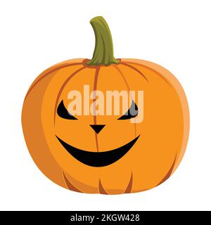 Motif citrouille d'Halloween de couleur orange. Motif Halloween avec lanterne en forme de citrouille. Lanterne en forme de citrouille avec visage souriant sur fond blanc Illustration de Vecteur