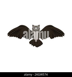 Chouette de Halloween avec abat-jour noir foncé et jaune. Motif effrayant pour l'illustration du vecteur d'événement d'Halloween. Halloween effrayant Owl avec spr Illustration de Vecteur