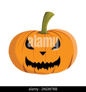 Motif lanterne de citrouille effrayante d'Halloween sur fond blanc. Motif vectoriel de citrouille pour Halloween avec couleur orange et verte. Halloween effrayante Illustration de Vecteur