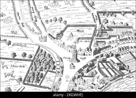 Plan of Charing, Londres, Royaume-Uni, 17th Century Banque D'Images