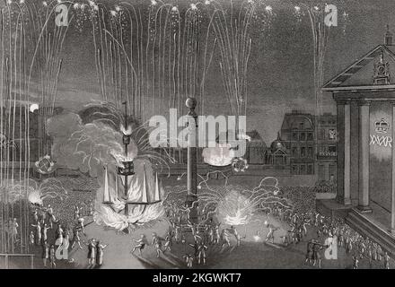 Feu d'artifice à Covent Garden, Londres, 10 1690 septembre Banque D'Images