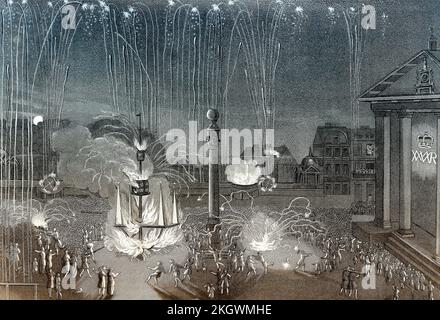Feu d'artifice à Covent Garden, Londres, 10 1690 septembre Banque D'Images