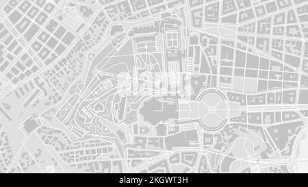 Carte d'arrière-plan vectorielle blanc et gris clair de la Cité du Vatican, illustration des routes et de la cartographie de l'eau. Format écran large, design plat numérique roa Illustration de Vecteur