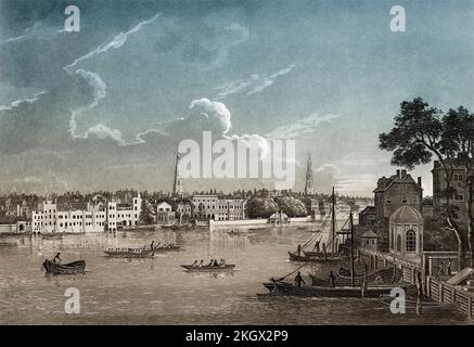 Vue sur le Savoy, Somerset House et l'entrée d'eau de Cuper's Garden, Westminster, Londres, Royaume-Uni, 1770 Banque D'Images