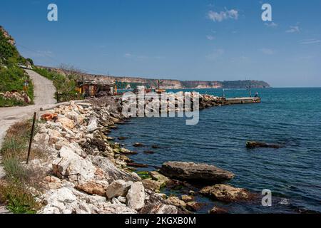 Varna, cap de Kaliakra, Zelenka, zone de pêcheurs, mer Noire du Nord Banque D'Images