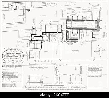 Plan du palais de Westminster, Londres, Angleterre, 1807 Banque D'Images