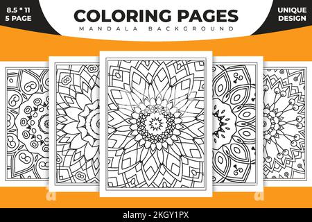 Mandala KDP coloriage page design. Illustration de la ligne de fleurs. Pages à colorier Mandala KDP. Page de coloriage simple d'arrière-plan mandala. Motif Mandala v Illustration de Vecteur