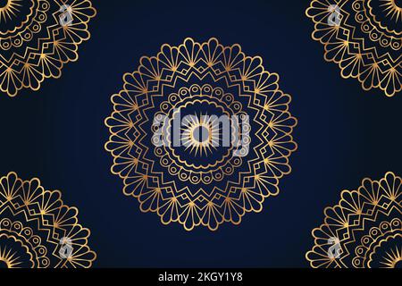 Vecteur de mandala doré luxueux. Luxueux décor de style mandala avec motif doré. Mandala dorée de style arabe décoratif. Décoration de luxe Illustration de Vecteur
