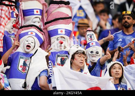 Doha, Doha, Qatar, Qatar. 23rd novembre 2022. DOHA, QATAR - NOVEMBRE 23 : partisan de l'équipe Japon avant la coupe du monde de la FIFA, Qatar 2022 groupe E match entre l'Allemagne et le Japon au stade international de Khalifa sur 23 novembre 2022 à Doha, Qatar. (Credit image: © Florencia Tan Jun/PX Imagens via ZUMA Press Wire) Credit: ZUMA Press, Inc./Alamy Live News Banque D'Images