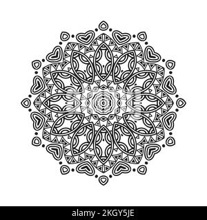 Livre de coloriage Mandala. Décoration indienne vecteur mandala. Motif Mandala avec livre de coloriage noir et blanc. Patt indien noir et blanc de livre de coloriage Illustration de Vecteur