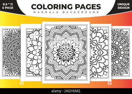 Mandala KDP coloriage page design. Page de coloriage d'arrière-plan mandala. Illustration de dessin au trait. Vecteur de motif Mandala. Pages à colorier Mandala KDP. Noir a Illustration de Vecteur