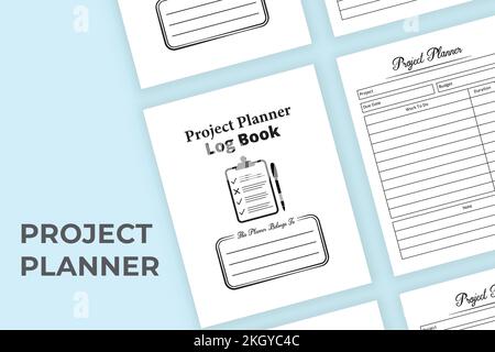 Planificateur de projet ordinateur portable KDP intérieur. Journal du planificateur de tâches. Liste de contrôle du planificateur de travail. Liste de travail ordinateur portable KDP intérieur. Journal de gestion d'entreprise. Pro Illustration de Vecteur