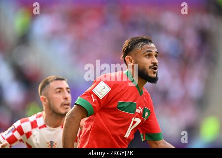 Doha, Qatar. 23rd novembre 2022. DOHA, Qatar. , . Sofiane Boufal 17, du Maroc et crédit: SPP Sport presse photo. /Alamy Live News Credit: SPP Sport Press photo. /Alamy Live News Banque D'Images