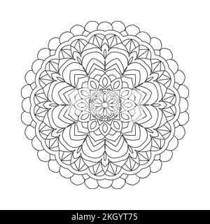 Motif fleuri façon mandala de style arabe. Page de coloriage pour enfants. Dessin de ligne Mandala en motif arabe pour colorier les pages. Décoration circulaire en forme de mandala. FL Illustration de Vecteur