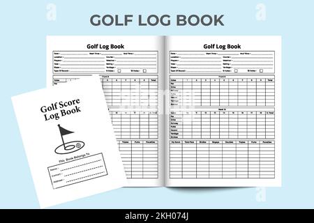 Note de golf carnet intérieur KDP. Modèle de registre quotidien d'informations de golf et de score de jeu. Tourillon intérieur KDP. Enregistreur d'informations sur le terrain de golf an Illustration de Vecteur