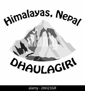 Mont Dhaulagiri, himalaya, Népal, logo d'illustration du vecteur Illustration de Vecteur