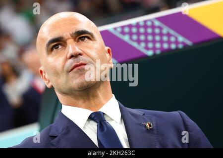 Doha, Qatar. Al Rajjan, Qatar. 23rd novembre 2022. Soccer, Qatar coupe du monde 2022, Belgique - Canada, cycle préliminaire, Groupe F, Matchday 1 au stade Ahmad bin Ali à Al-Rajjan, l'entraîneur belge Roberto Martinez se tient sur le terrain. Credit: Tom Weller/dpa/Alay Live News Credit: dpa Picture Alliance/Alay Live News Banque D'Images