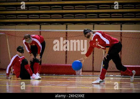 Arne Vanhove, athlète belge de para, photographié en action lors d'un camp d'entraînement organisé par le Comité olympique belge BOIC-COIB à Belek en Turquie, le mercredi 23 novembre 2022. La scène a lieu du 12 au 27 novembre, pour la première fois avec les athlètes paralympiques. BELGA PHOTO LAURIE DIEFFEMBACQ Banque D'Images
