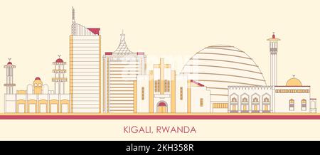 Caricature Panorama par Skyline de la ville de Kigali, Rwanda - illustration vectorielle Illustration de Vecteur