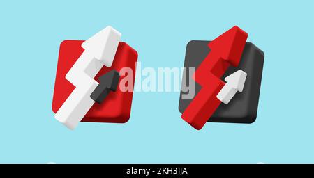 badge carré de 3d volumes avec flèches de volume, illustration dans le style de rendu, icône numérique professionnelle Illustration de Vecteur