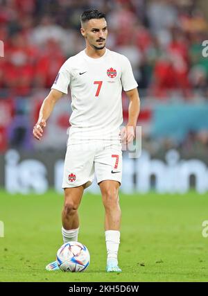 Al Rayyan, Qatar. 23rd novembre 2022; Ahmed bin Ali Stadium, Al Rayyan, Qatar; FIFA World Cup football, Belgique contre Canada; Stephen Eustáquio du Canada crédit: Action plus Sports Images/Alay Live News Banque D'Images