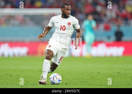 Al Rayyan, Qatar. 23rd novembre 2022; Ahmed bin Ali Stadium, Al Rayyan, Qatar; FIFA World Cup football, Belgique contre Canada; Junior Hoilett of Canada Credit: Action plus Sports Images/Alay Live News Banque D'Images