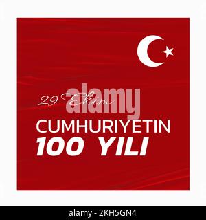 Composition du texte de cumhuriyet bayrami avec drapeau de la turquie sur fond rouge Banque D'Images