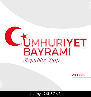 Composition du texte de cumhuriyet bayrami avec drapeau de la turquie sur fond blanc Banque D'Images