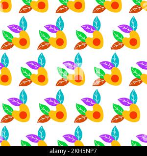 Ensemble de fruits de dessin animé isolés sur fond blanc Illustration de Vecteur