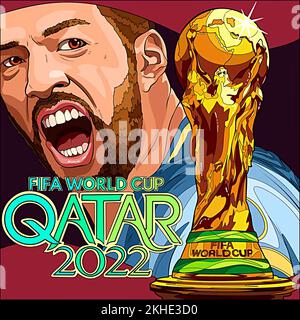 Illustration de l'affiche de la coupe du monde de la FIFA, Qatar 2022 Banque D'Images