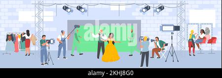 Équipe de tournage de film romantique vecteur de conte de fées Illustration de Vecteur