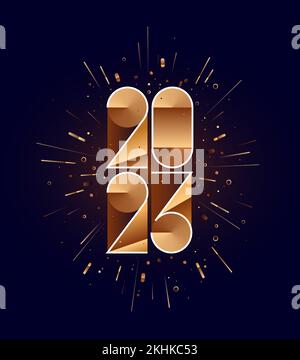 Bonne année 2023. Style géométrique lumineux pour une bonne année 2023. Arrière-plan des fêtes, symbole de bonne année pour le Web, imprimé. Carte de vœux, bannière, affiche avec inscription 2023. Illustration vectorielle Illustration de Vecteur