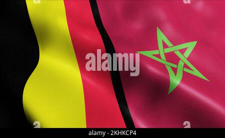3D le rendu de la Belgique et du Maroc drapeau de la spéléologie Banque D'Images