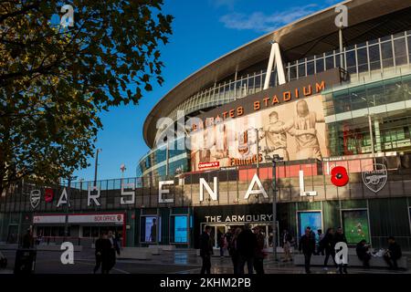 Le stade Emirates, stade de l'Arsenal FC Islington, donne sur Londres, Angleterre, Royaume-Uni Banque D'Images