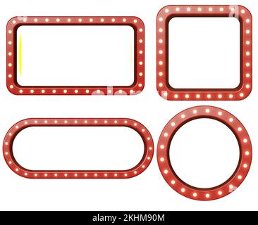 Panneau d'affichage rétro rouge en forme d'étoile avec des lumières néon luminescentes - 3D rendu Banque D'Images