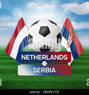 Les pays-Bas contre la Serbie les équipes nationales de football le concept de compétition de football. Banque D'Images