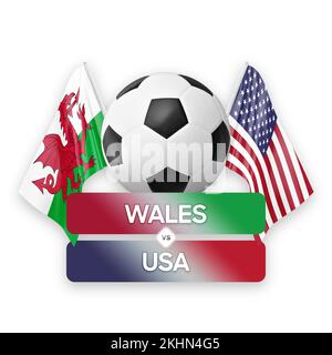 Le pays de Galles contre les États-Unis équipes nationales football football match concept de compétition. Banque D'Images