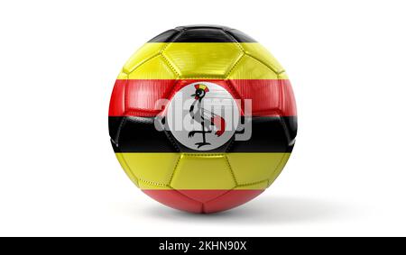Ouganda - drapeau national sur le ballon de football - 3D illustration Banque D'Images