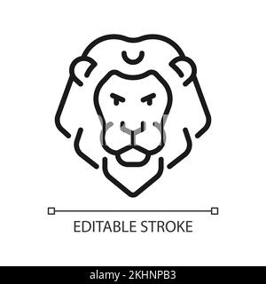 Icône linéaire Perfect pixel de la tête du lion Illustration de Vecteur