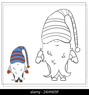 Livre de coloriage pour enfants. Dessin animé de Noël Gnome Illustration de Vecteur