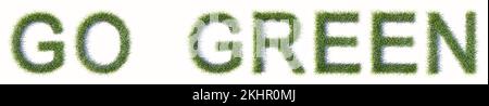 Concept ou herbe verte conceptuelle formant le TEXTE VERT DE GO isolé sur fond blanc. 3d métaphore de l'illustration pour la nature, l'écologie Banque D'Images